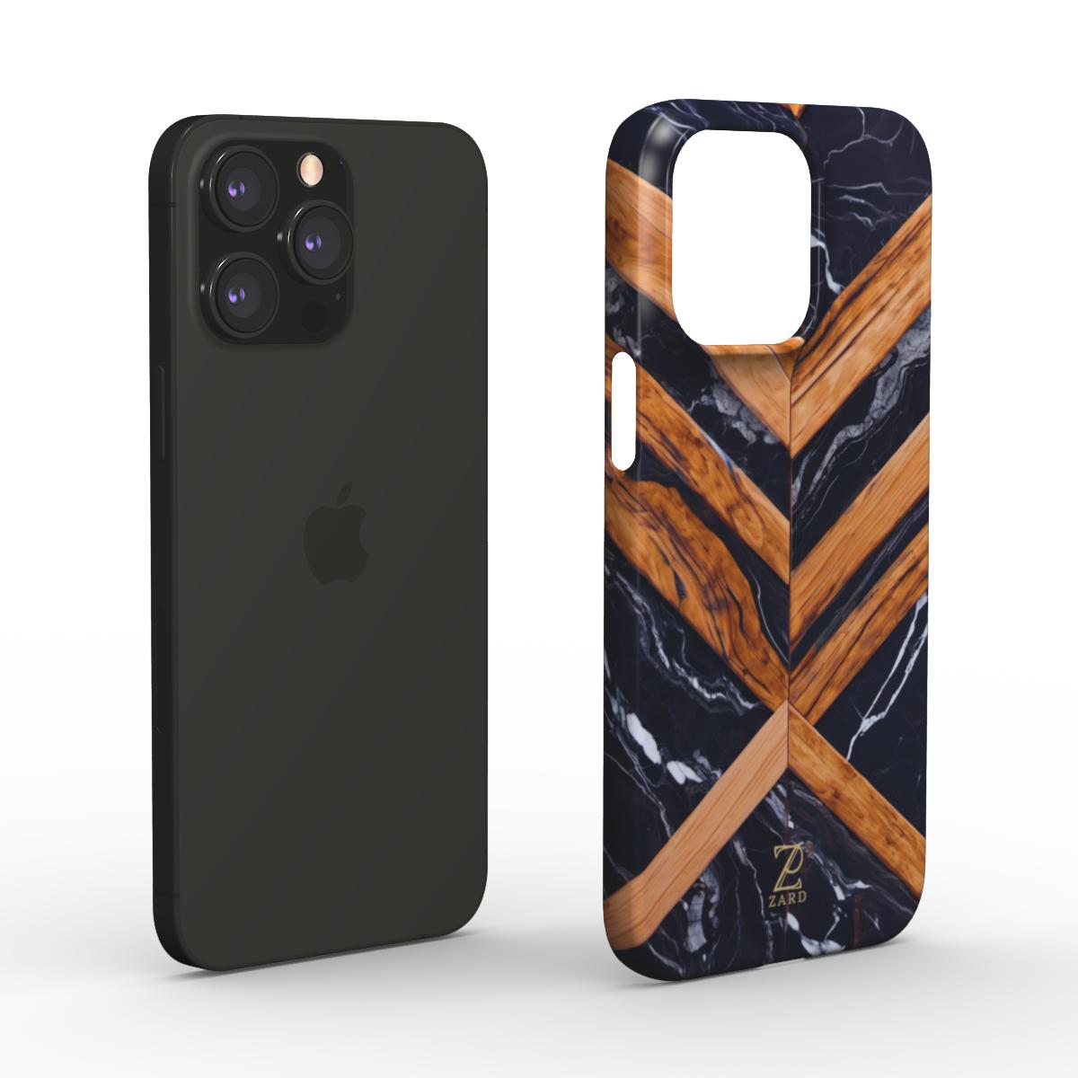 Phone snap case: Marble Cross Wood Mirror