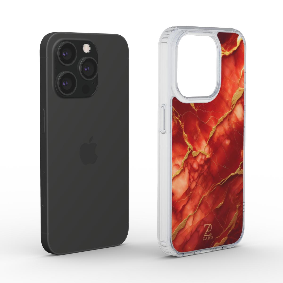 Phone clear case: Red Marble