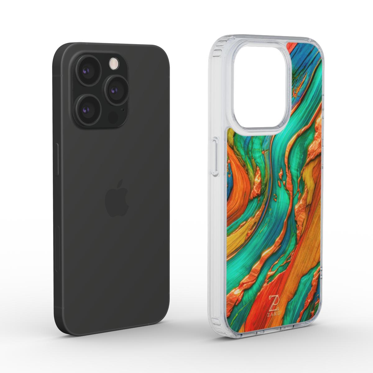 Phone clear case: Emerald Copper Timber