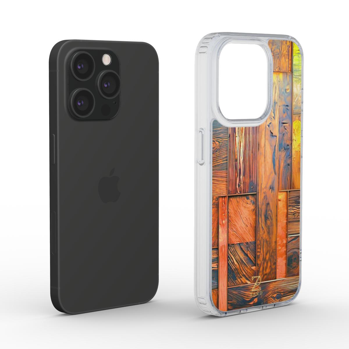 Phone clear case: Amber Wood Mosaic