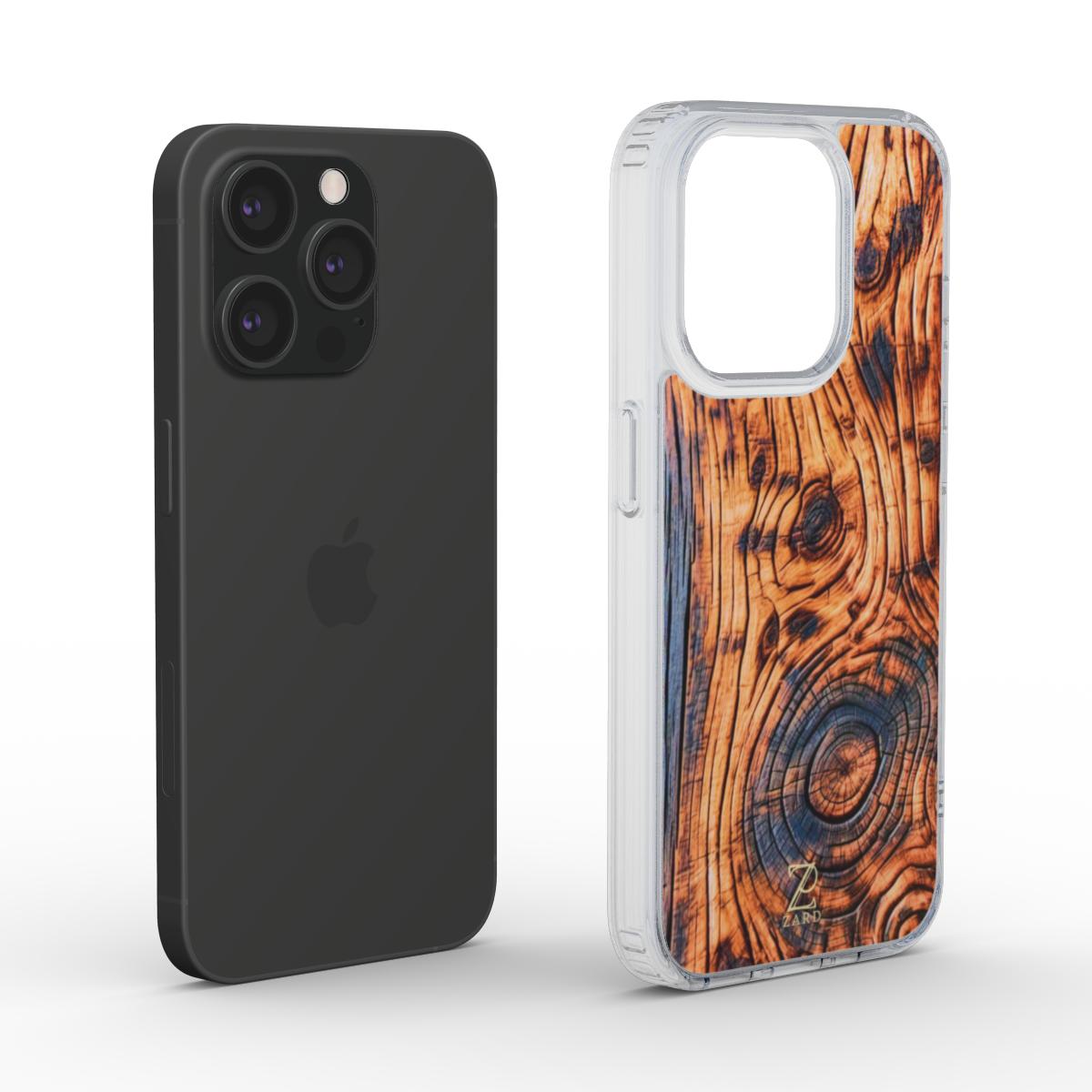Phone clear case (MagSafe): Charcoal Rustic Wood