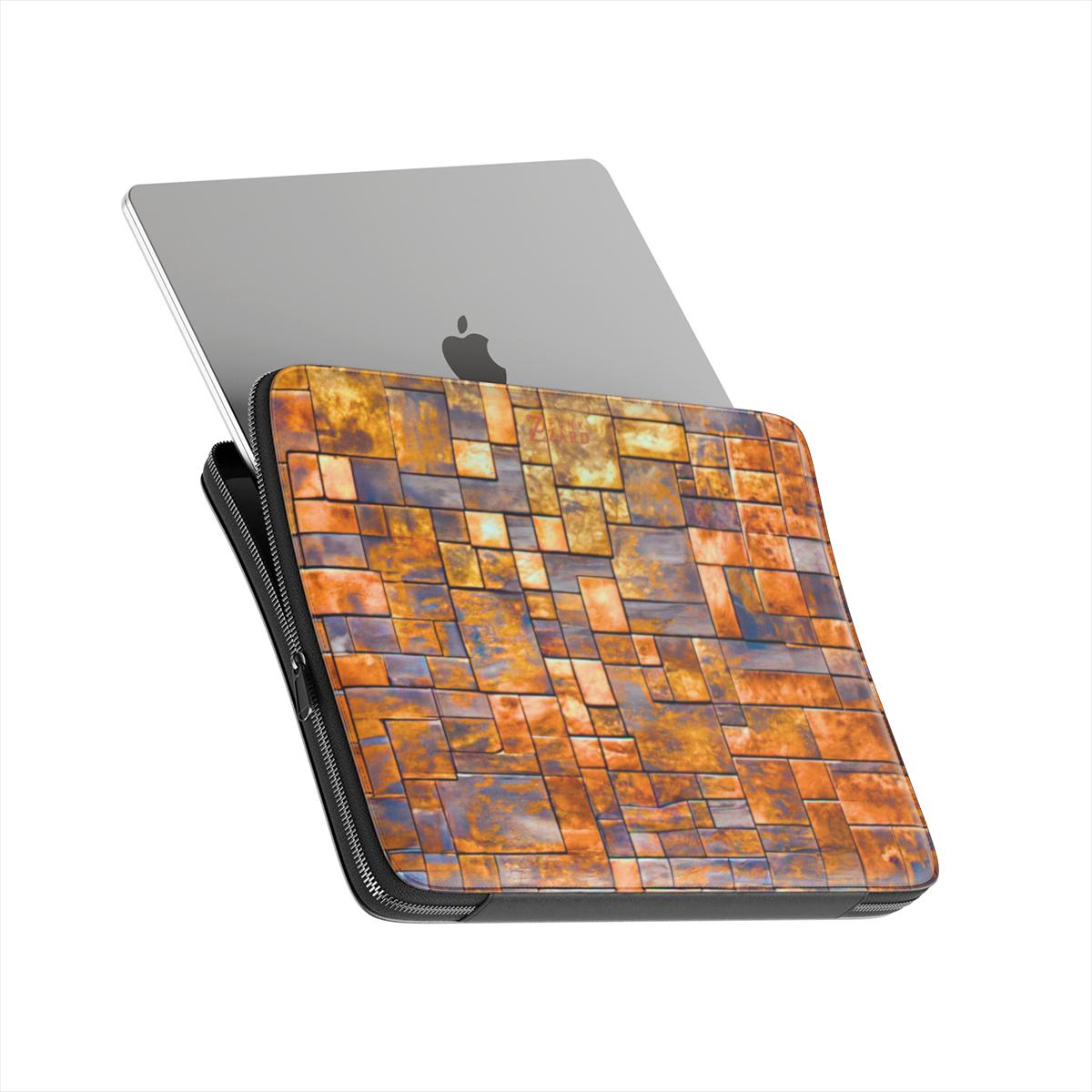 Laptop Sleeve: Brass Rustic Blocks