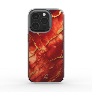 Phone clear case: Red Marble