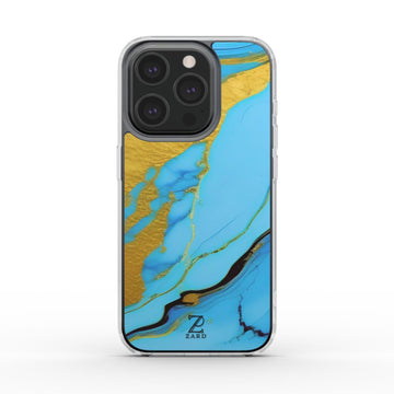 Phone clear case: Azure Golden Marble
