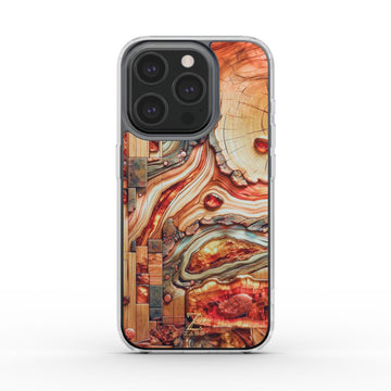 Phone clear case: Amber Mosaic Timber