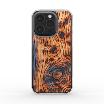 Phone clear case: Charcoal Rustic Wood