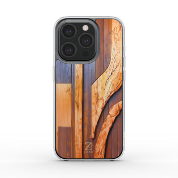Phone clear case: Walnut Mosaic Wood