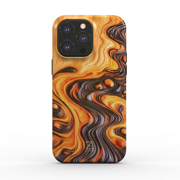 Phone tough case (MagSafe): Bubble Magma Wood