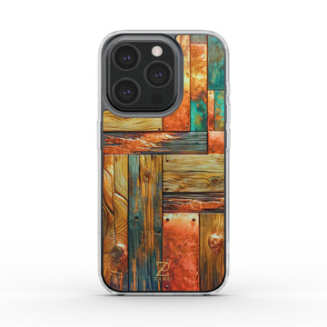 Phone clear case: Copper Plated Wood