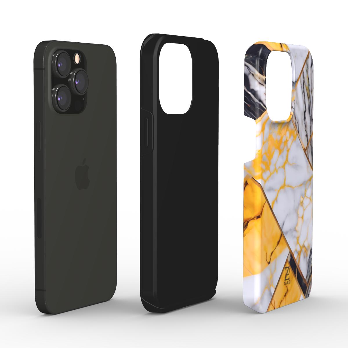 Phone tough case: Yellow Grayscale Struct Marble