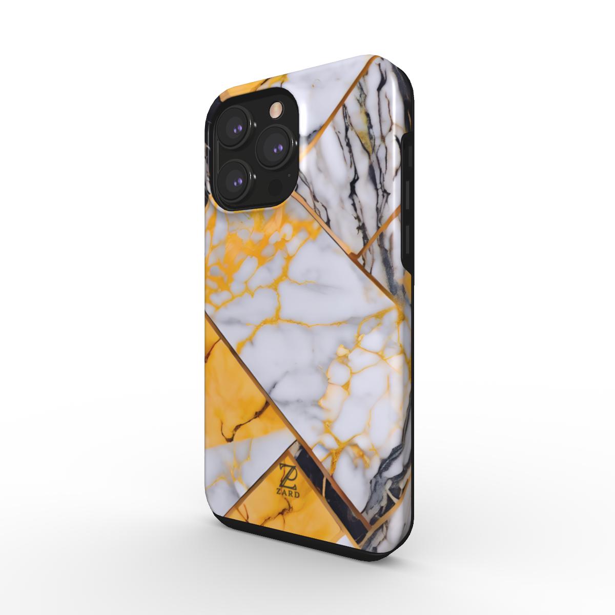 Phone tough case: Yellow Grayscale Struct Marble