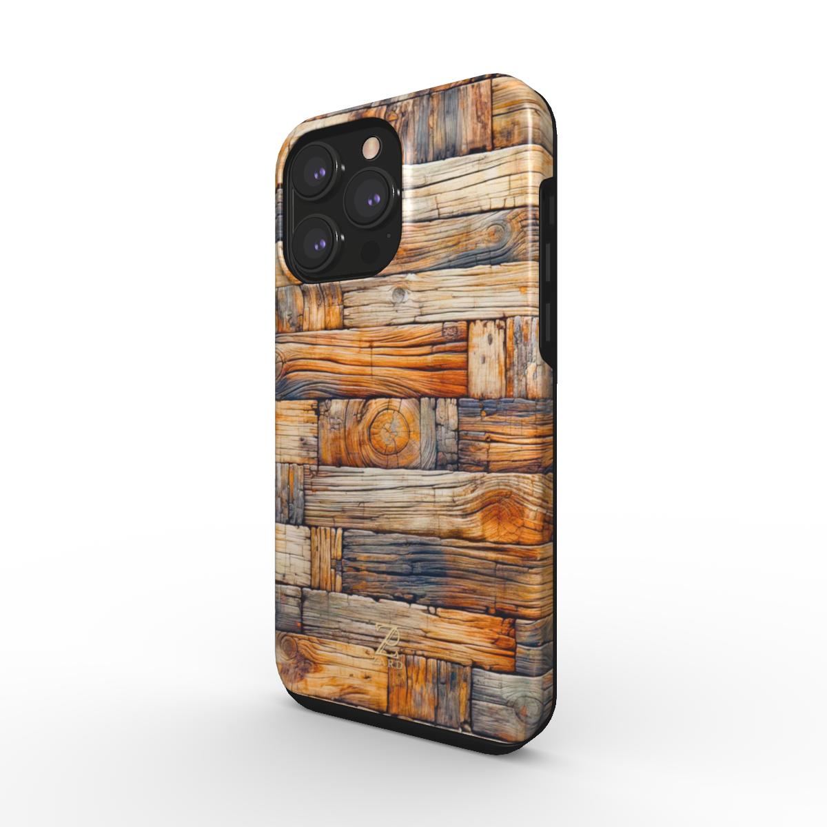 Phone tough case: Rustic Timber Bricks