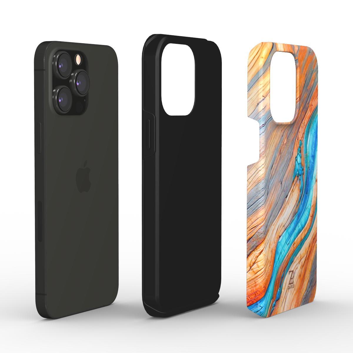 Phone tough case: Azure Flow Rustic Timber