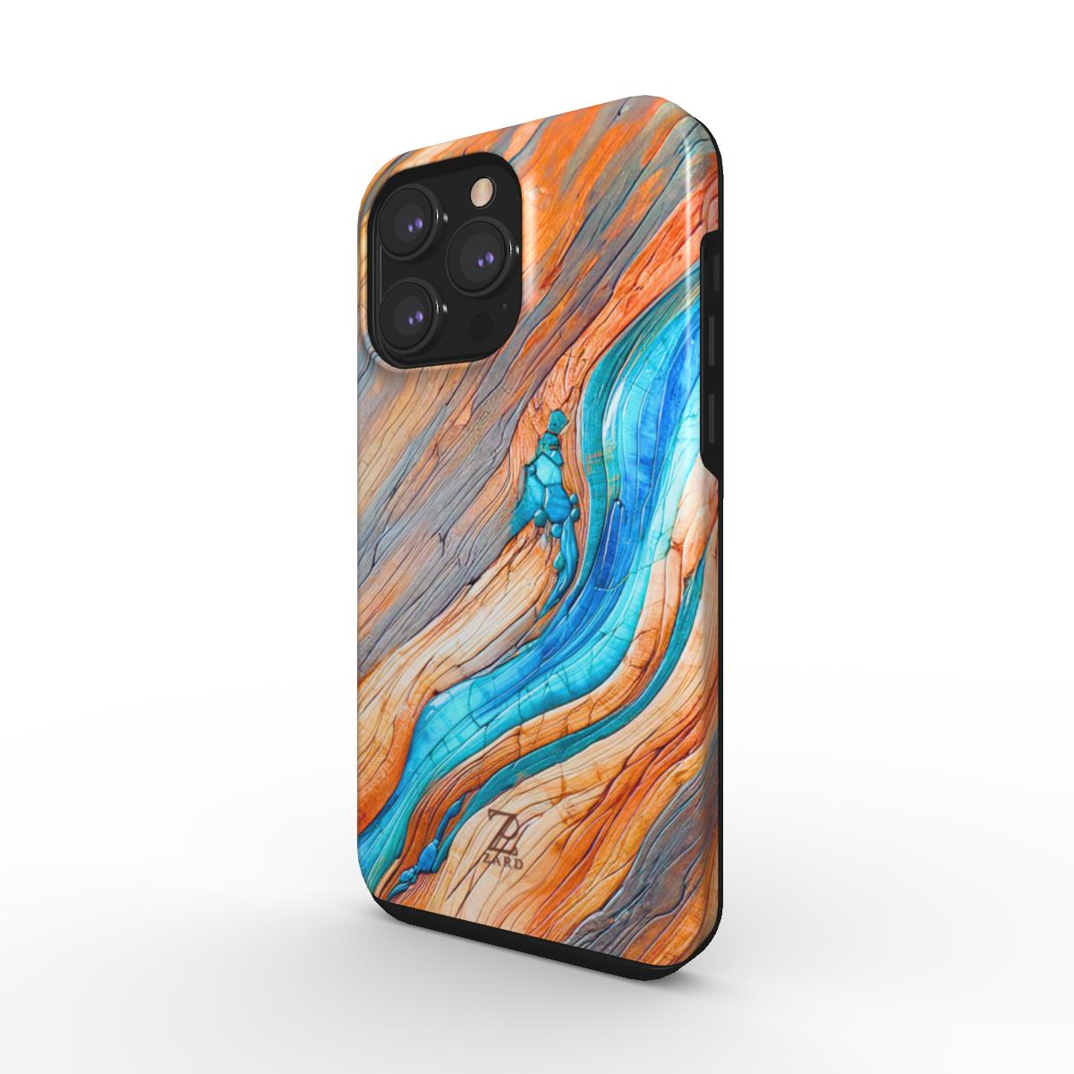 Phone tough case: Azure Flow Rustic Timber