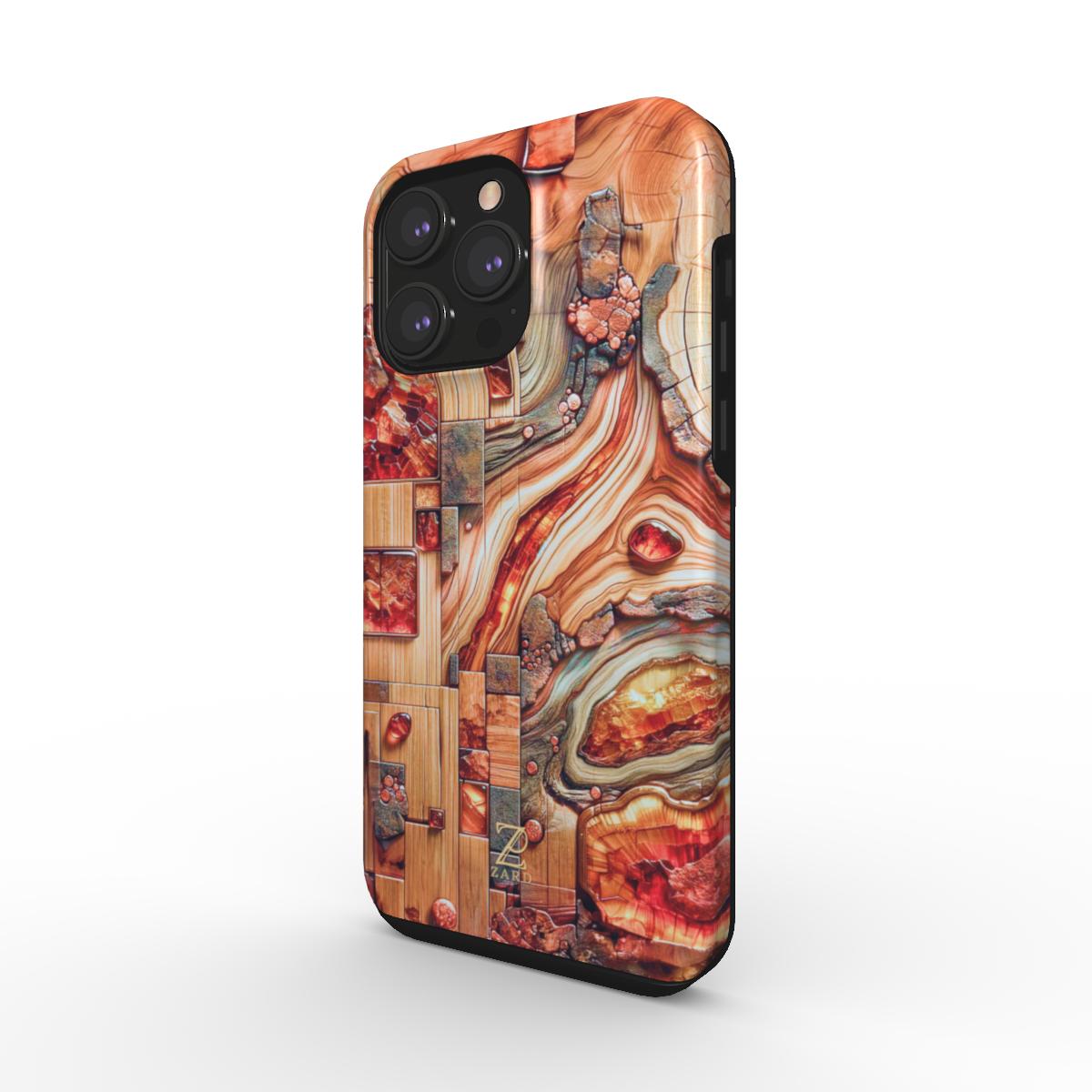 Phone tough case: Amber Mosaic Timber