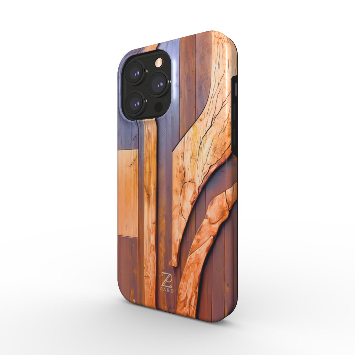 Phone tough case (MagSafe): Walnut Mosaic Wood