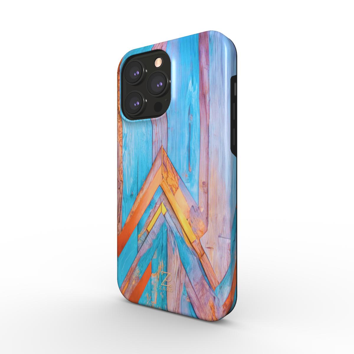Phone tough case (MagSafe): Turquoise Rustic Wood