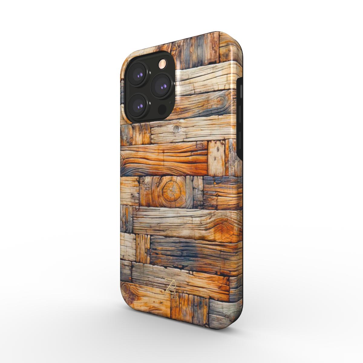 Phone tough case (MagSafe): Rustic Timber Bricks