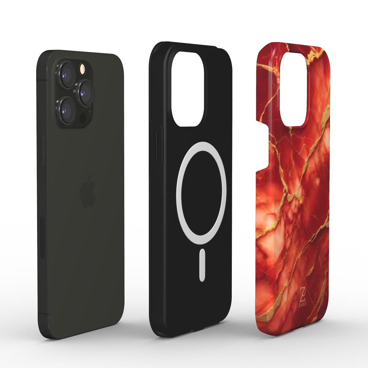 Phone tough case (MagSafe): Red Marble