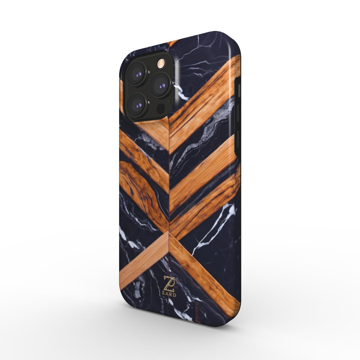 Phone tough case (MagSafe): Marble Cross Wood Mirror