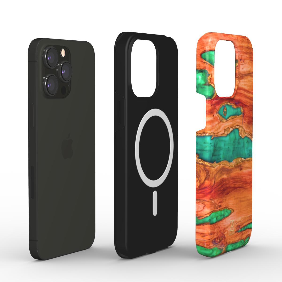 Phone tough case (MagSafe): Emerald Gold Dust Timber