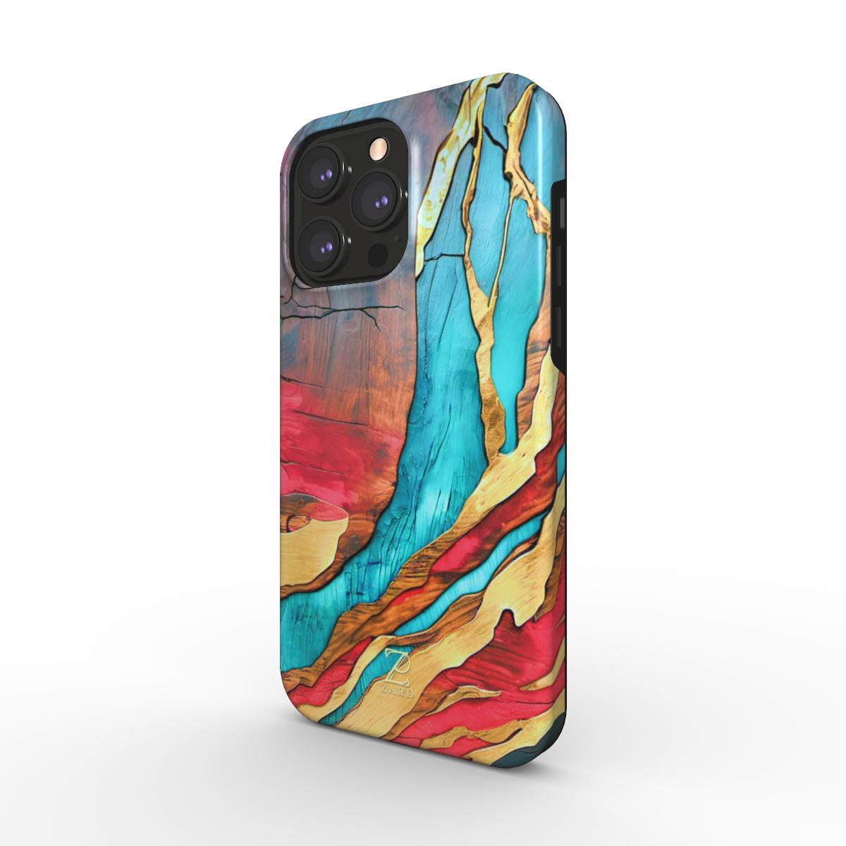 Phone tough case (MagSafe): Emerald Crimson Timber