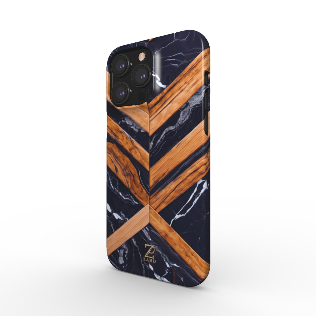 Phone snap case: Marble Cross Wood Mirror