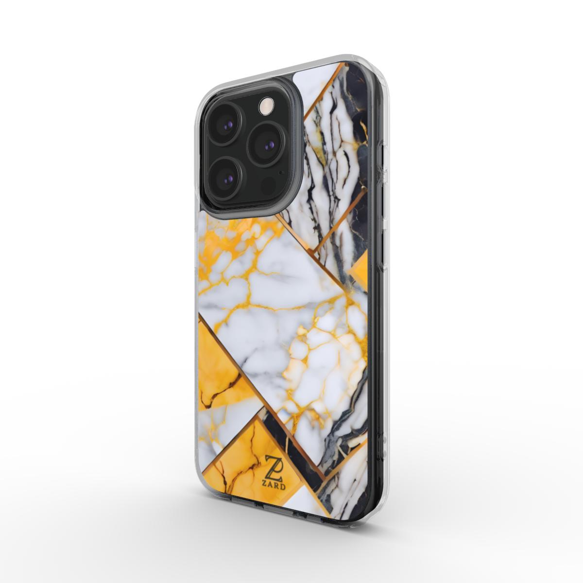 Phone clear case: Yellow Grayscale Struct Marble