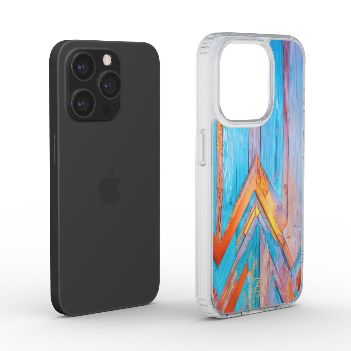 Phone clear case: Turquoise Rustic Wood