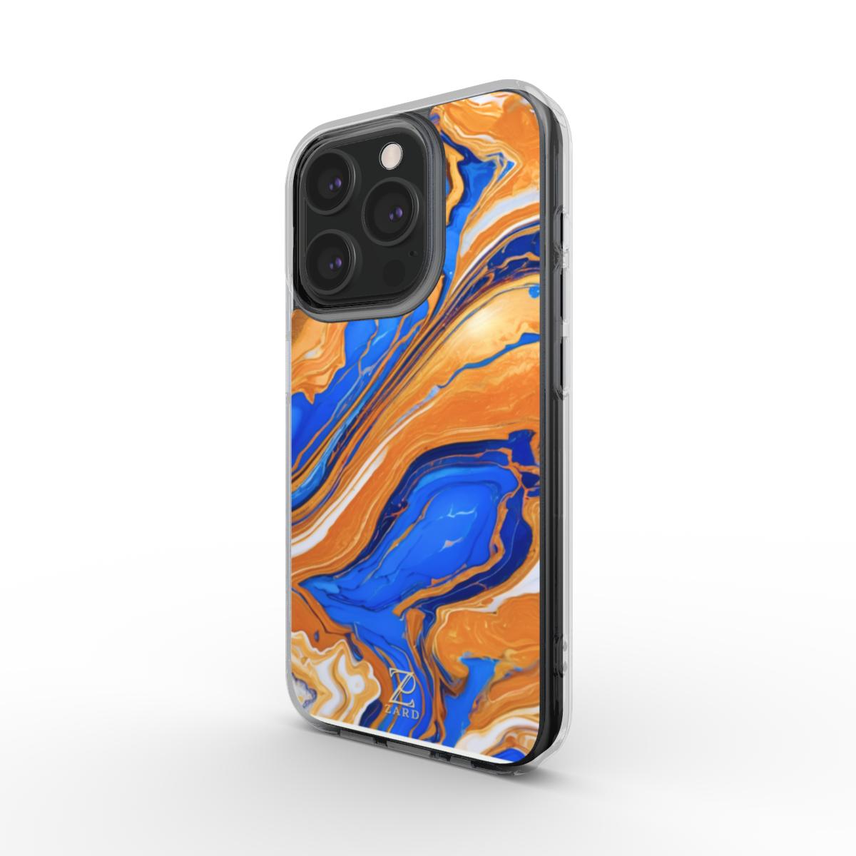 Phone clear case: Sapphire Amber Marble