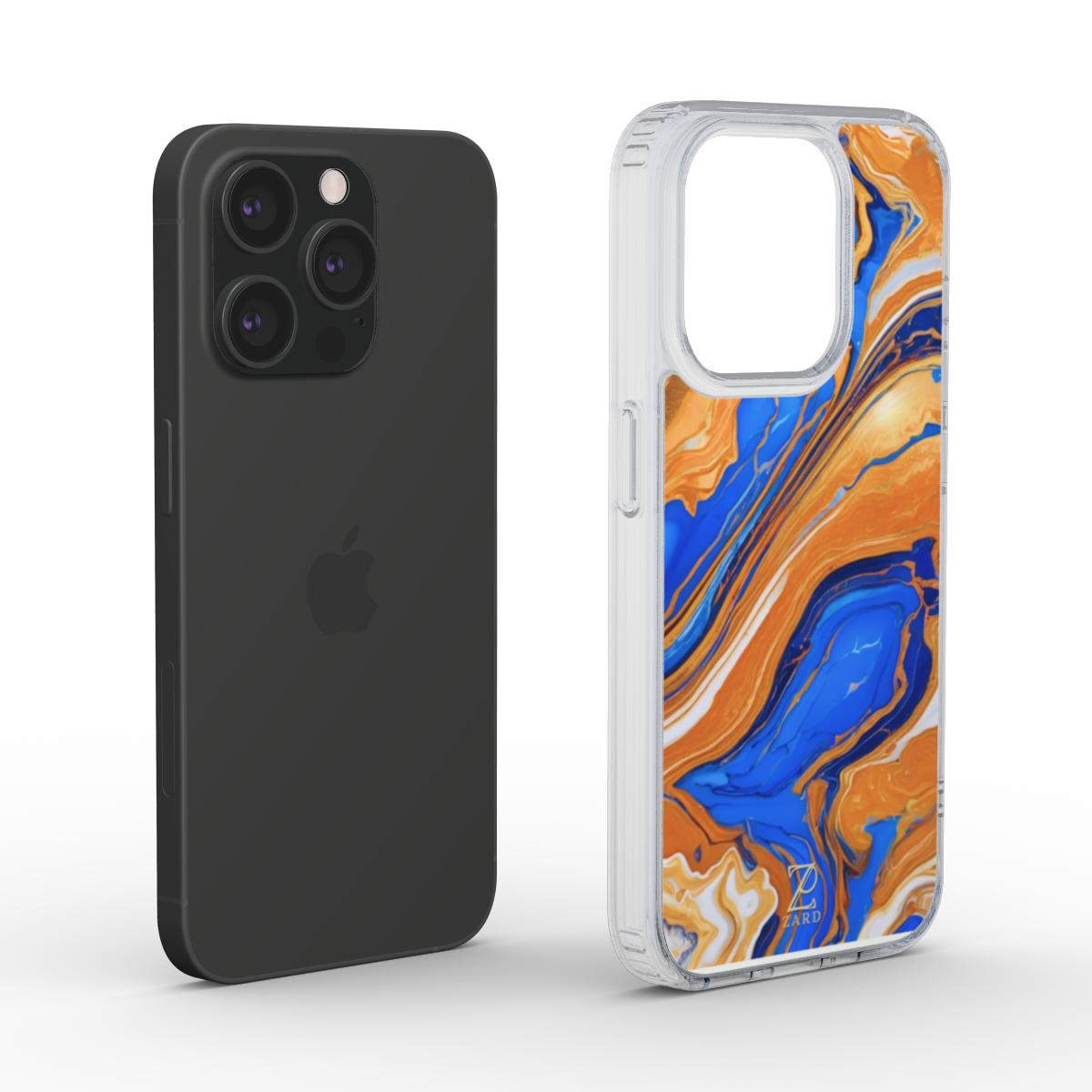 Phone clear case: Sapphire Amber Marble