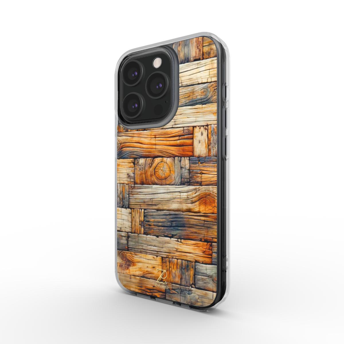 Phone clear case: Rustic Timber Bricks