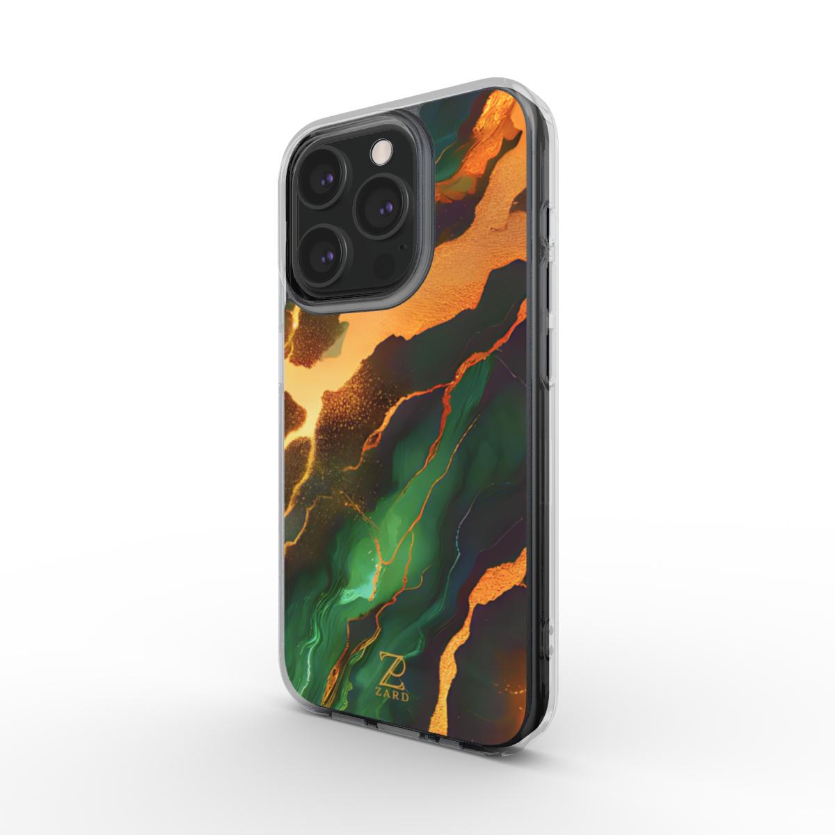Phone clear case: Moss Golden Marble