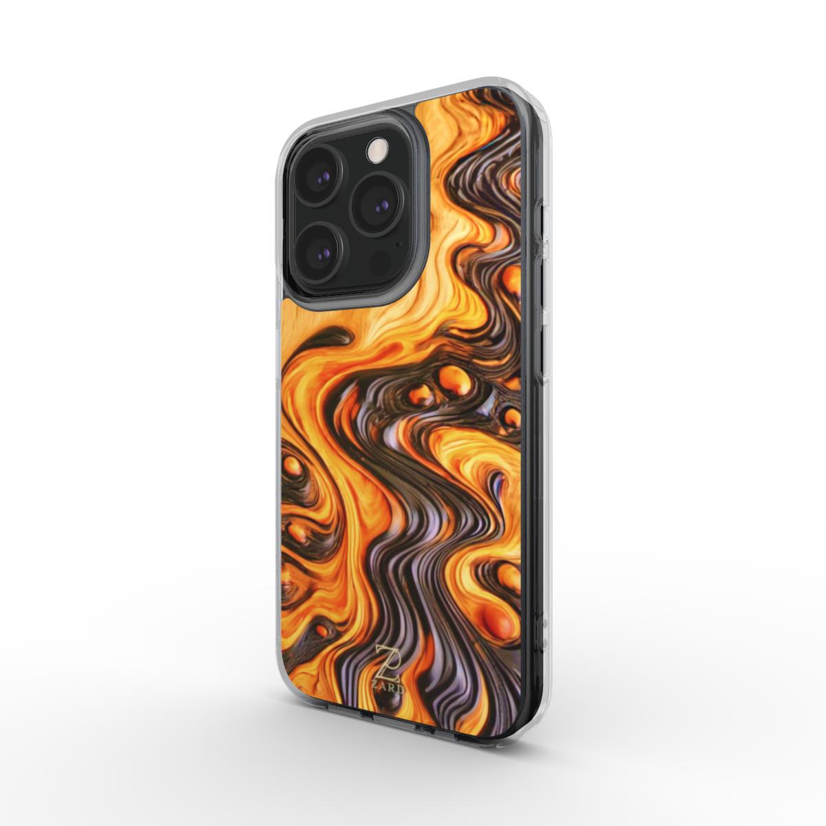 Phone clear case: Bubble Magma Wood
