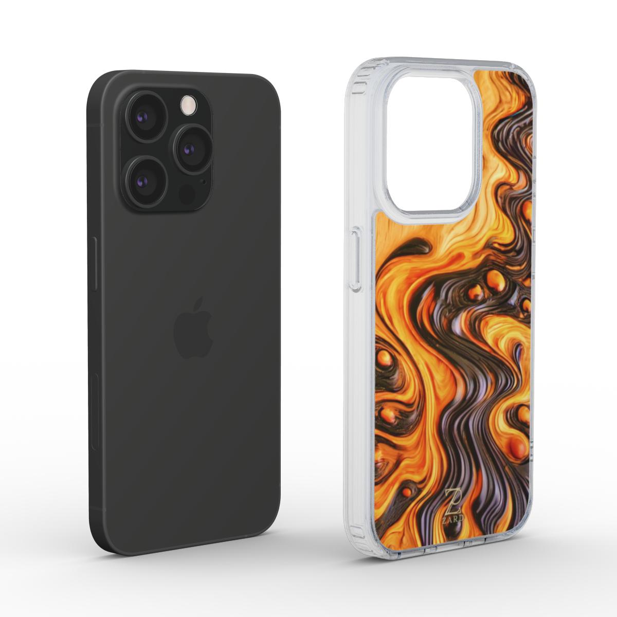 Phone clear case: Bubble Magma Wood