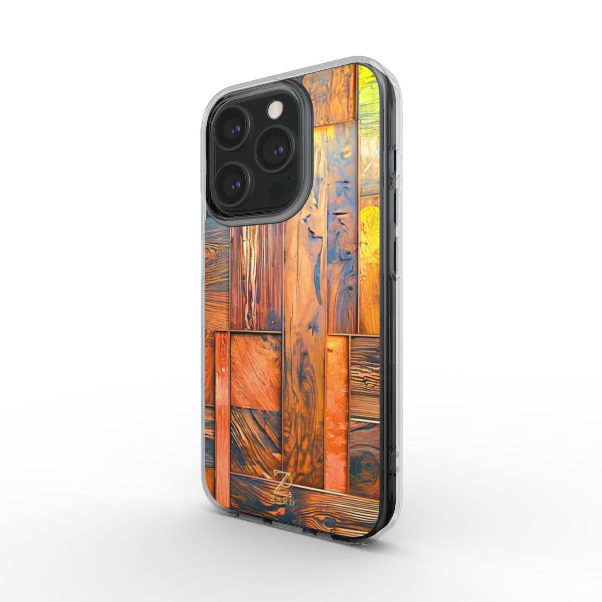 Phone clear case: Amber Wood Mosaic