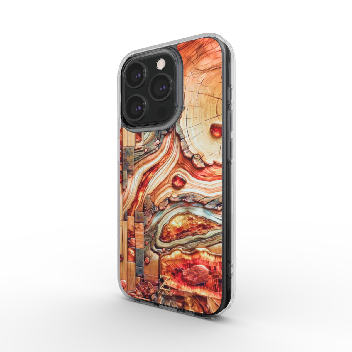 Phone clear case: Amber Mosaic Timber