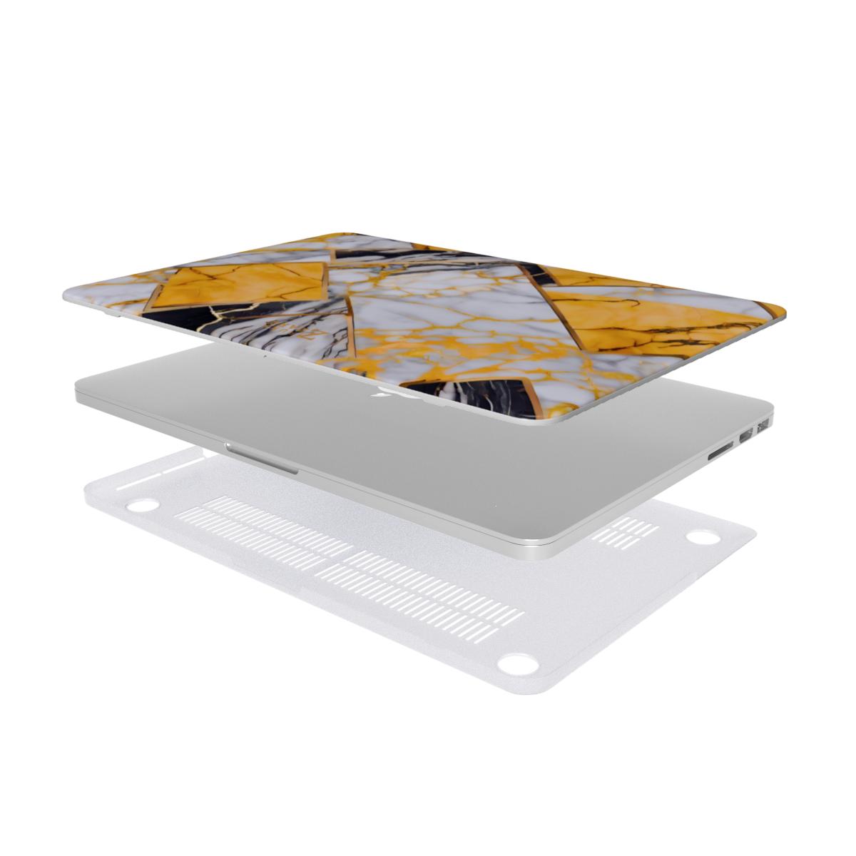 MacBook snap case: Yellow Grayscale Struct Marble