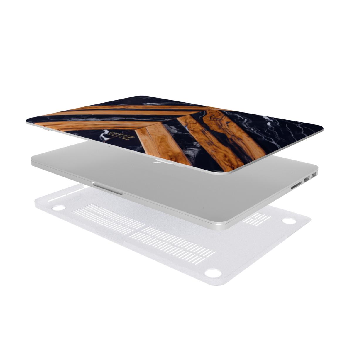 MacBook snap case: Marble Cross Wood Mirror