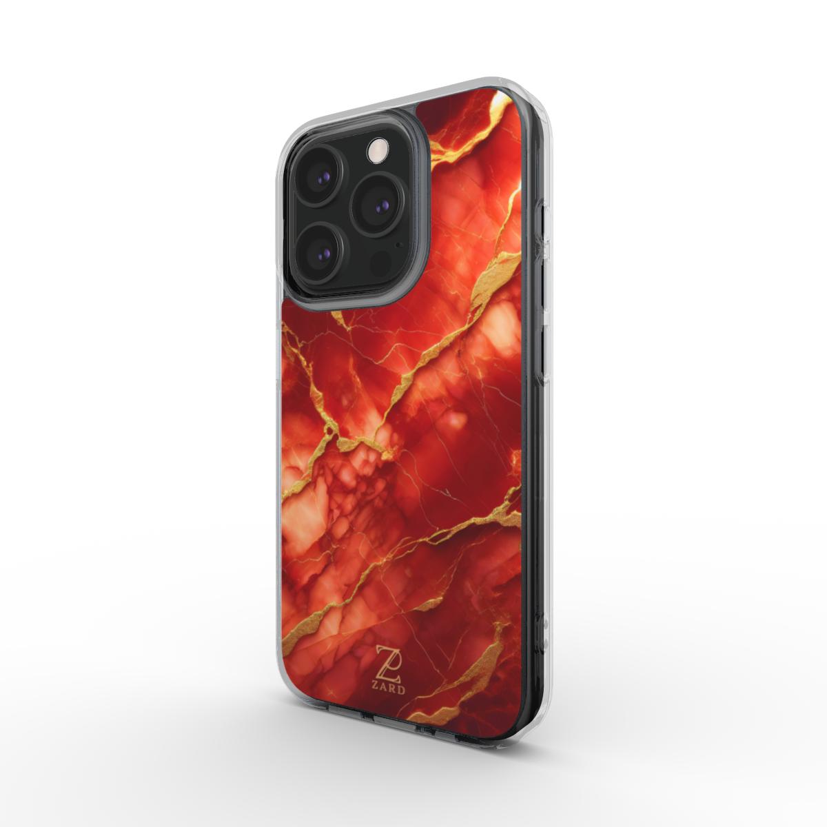 Phone clear case (MagSafe): Red Marble
