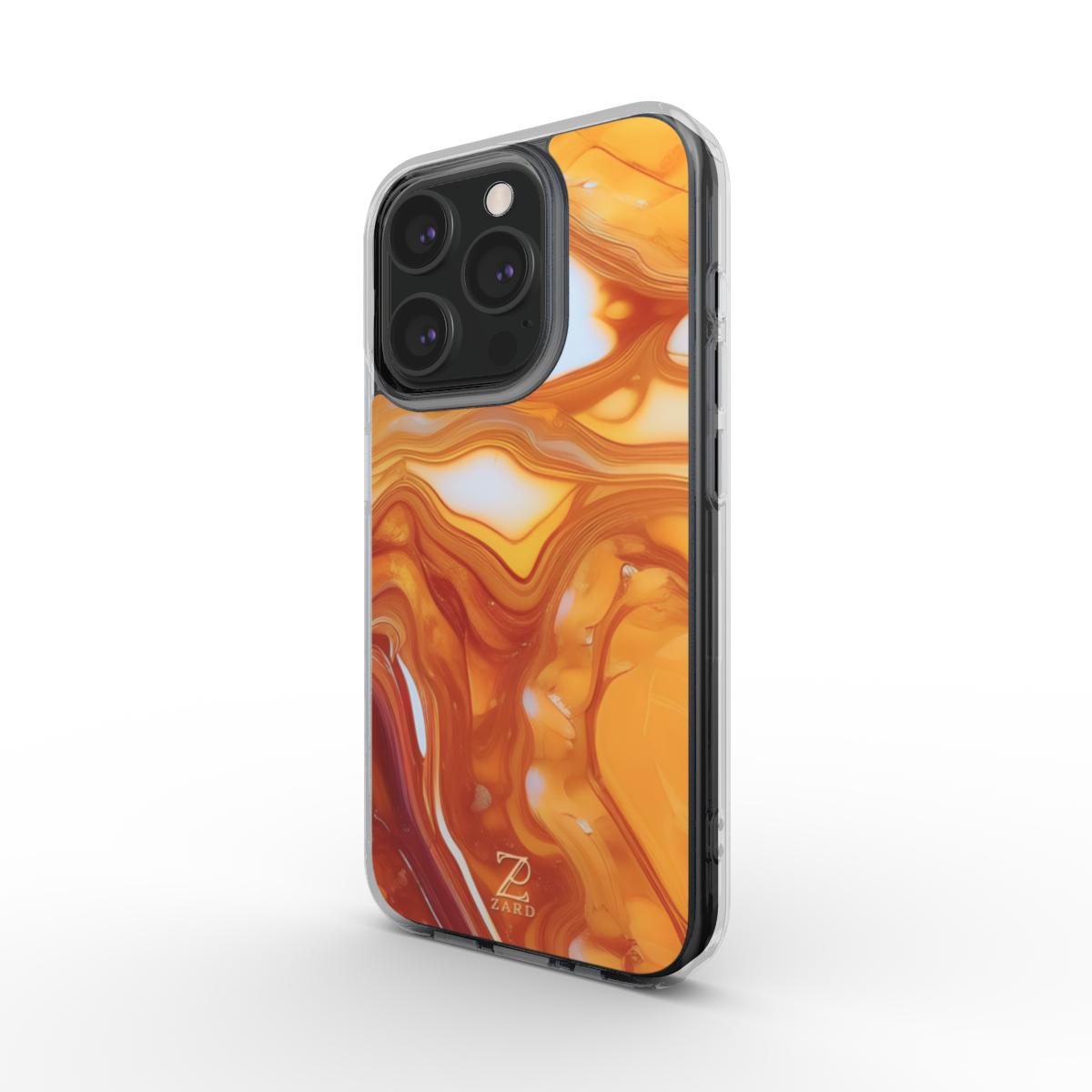 Phone clear case (MagSafe): Amber Marble