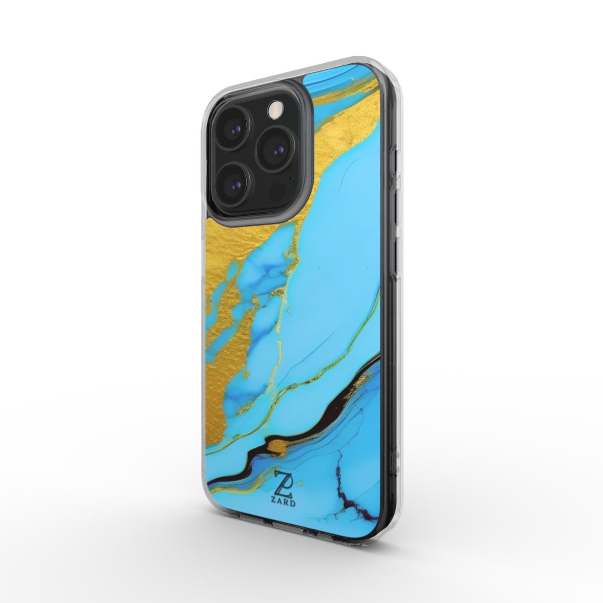 Phone clear case (MagSafe): Azure Golden Marble