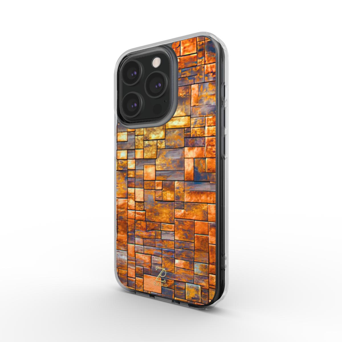 Phone clear case (MagSafe): Brass Rustic Blocks