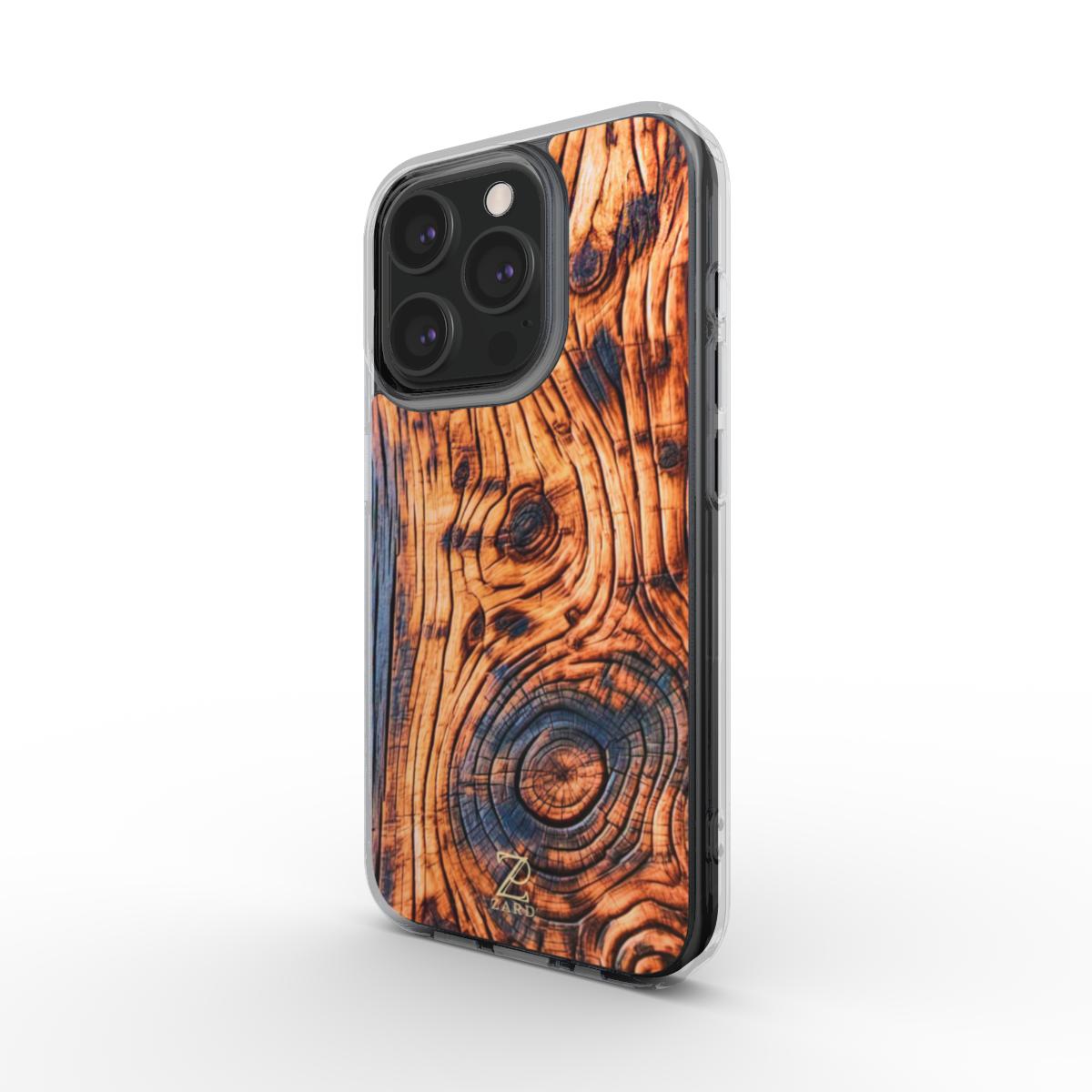Phone clear case (MagSafe): Charcoal Rustic Wood