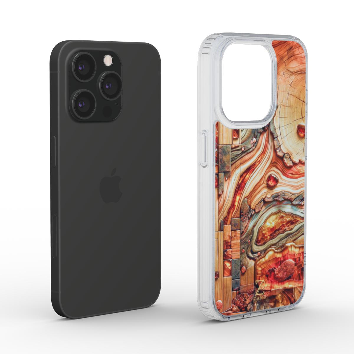 Phone clear case (MagSafe): Amber Mosaic Timber