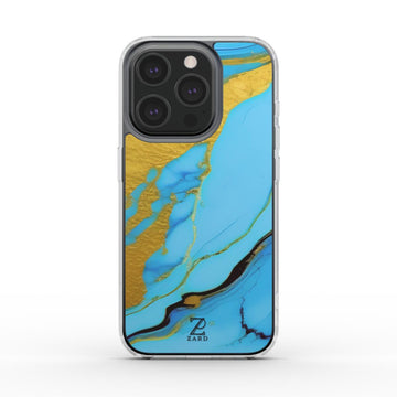 Phone clear case (MagSafe): Azure Golden Marble