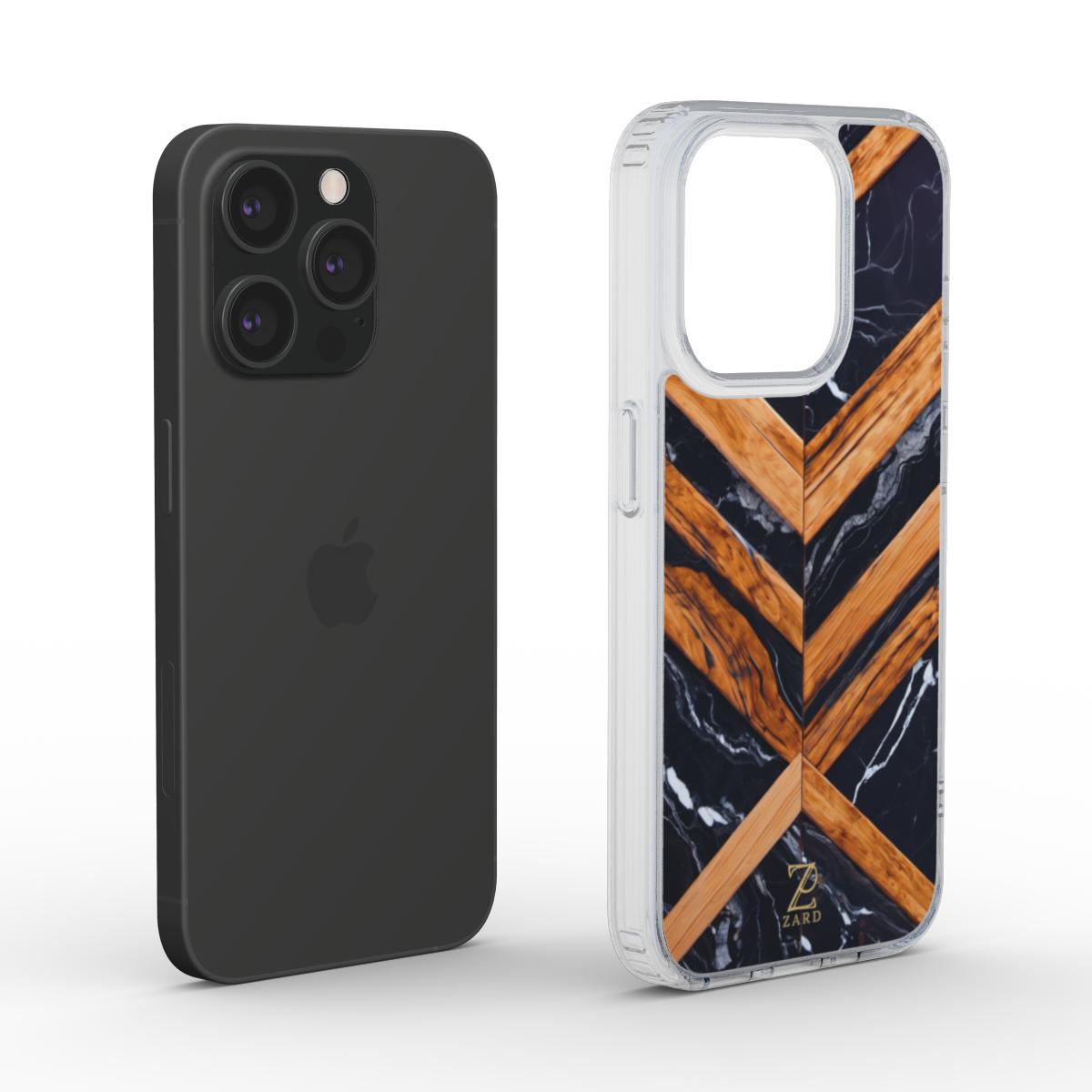 Phone clear case (MagSafe): Marble Cross Wood Mirror