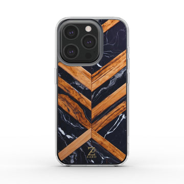 Phone clear case (MagSafe): Marble Cross Wood Mirror
