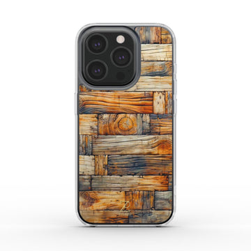 Phone clear case (MagSafe): Rustic Timber Bricks