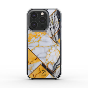 Phone clear case (MagSafe): Yellow Grayscale Struct Marble